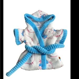 Vintage Build a Bear Hello Kitty Bathrobe Fuzzy White, Blue Belt Sanrio RARE HTF